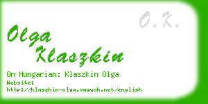 olga klaszkin business card